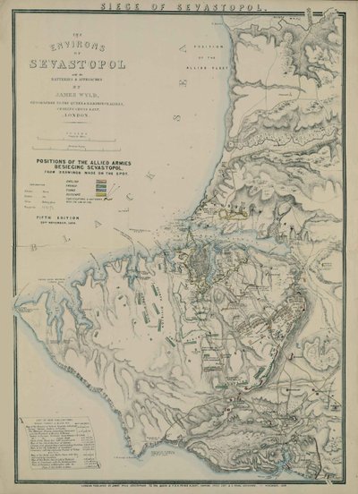 Mapa okolic Sewastopola, 1854 autorstwa James Wyld