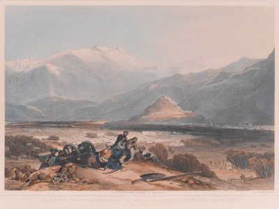 Widok na Bala Hissai i miasto Kabul z brytyjskimi kantonami ze wzgórza Ba Marco autorstwa James after Rattray