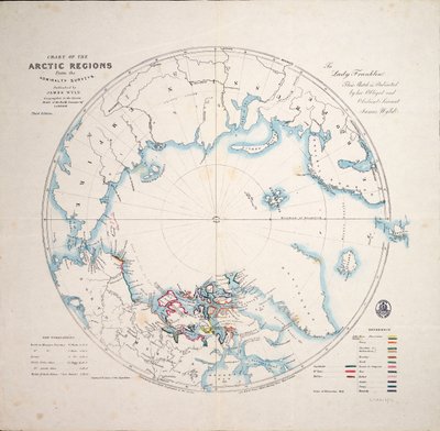 Mapa regionów arktycznych z badań Admiralicji, wydanie trzecie, ok. 1854 r. (rycina) autorstwa James the Younger Wyld
