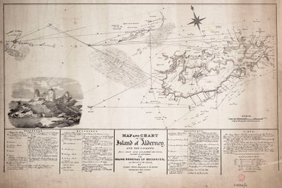 Mapa i wykres wyspy Alderney i kaset autorstwa James the Younger Wyld