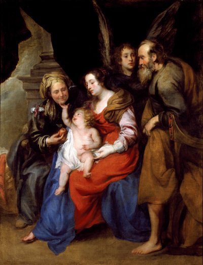 Portret świętej rodziny ze św. Anną, matką Marii i aniołem (olej na płótnie) autorstwa Jan Roos