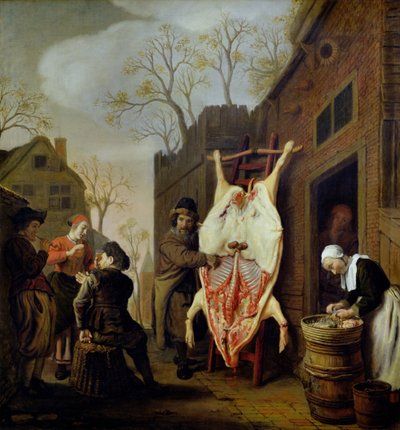 Sklep rzeźnika (olej na płótnie) autorstwa Jan (1620-76) Victors