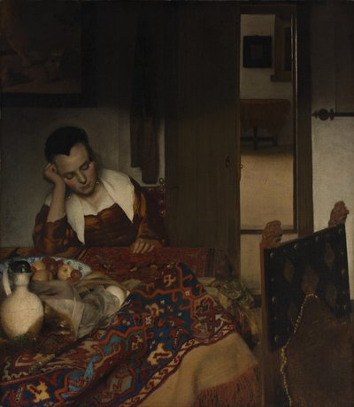 Dziewczyna śpi przy stole autorstwa Johannes Vermeer