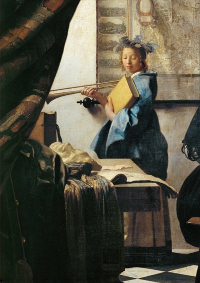 Malarz i jego modelka jako Klio (olej na płótnie) autorstwa Jan (1632-75) Vermeer