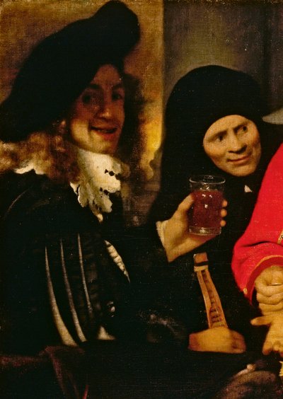 Muzyk i Procuress, fragment z The Procuress autorstwa Jan Vermeer van Delft