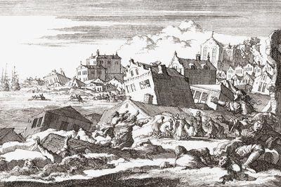 1692 trzęsienie ziemi w Port Royal na Jamajce. autorstwa Jan (after) Luyken
