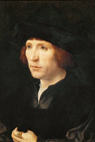 Portret mężczyzny - Jan Gossaert (Gossart, dit Mabuse) (ok. 1478-1532). Olej na drewnie, ok. 1527-1530. Wymiar : 40x27,5 cm. Muzeum Historii Sztuki, Wiedeń autorstwa Jan (c.1472 c.1533) Gossaert
