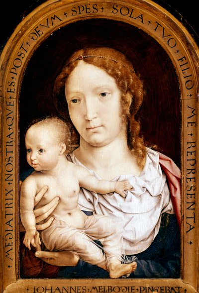 Dziewica z dzieckiem. Dyptyk Carondelet (olej na panelu) autorstwa Jan (c.1472 c.1533) Gossaert