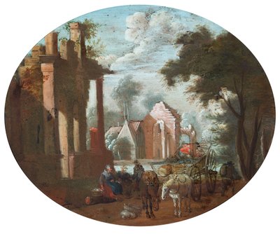 Zrujnowany zamek autorstwa Jan (follower of) Brueghel