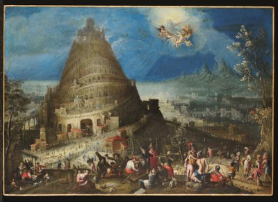 Wieża Babel, ok. 1650 (olej na płótnie) autorstwa Jan (follower of) Brueghel