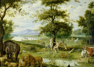 Adam i Ewa w ogrodzie Eden, ok. 1600 (olej na desce) autorstwa Jan (studio of) Brueghel
