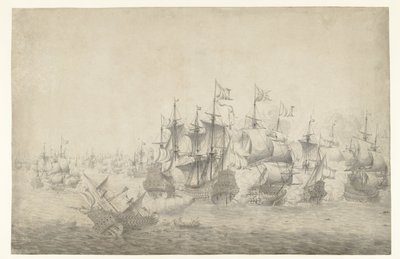 Bitwa morska, prawdopodobnie w Lowestoft 13 czerwca 1665 (lewa strona) autorstwa Jan Abrahamsz. Beerstraten (possibly)