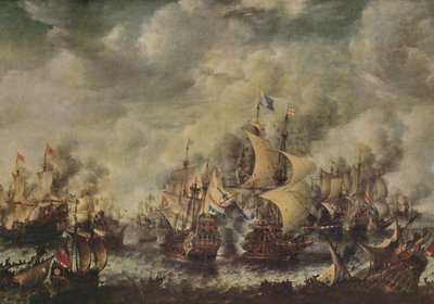 Bitwa morska między Anglikami i Holendrami Off Ter Heyde, sierpień 1653, 1914. autorstwa Jan Abrahamsz. Beerstraten