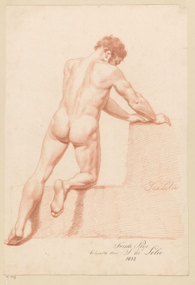 Klęczący akt męski widziany z tyłu (II nagroda 1812) autorstwa Jan Adriaan Antonie de Lelie