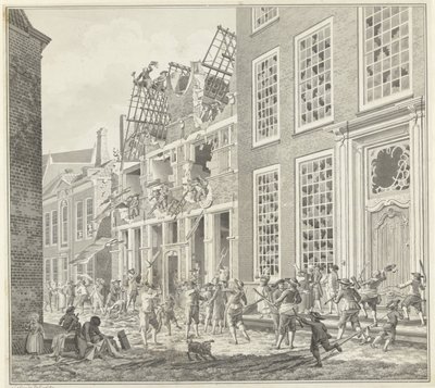Splądrowanie domu Lucasa van Stevenincka, 1787 autorstwa Jan Arends (signed by artist)
