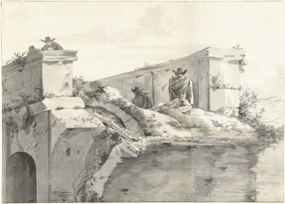 Widok na krawędź Ponte Rotto w Rzymie autorstwa Jan Asselijn (copy after)