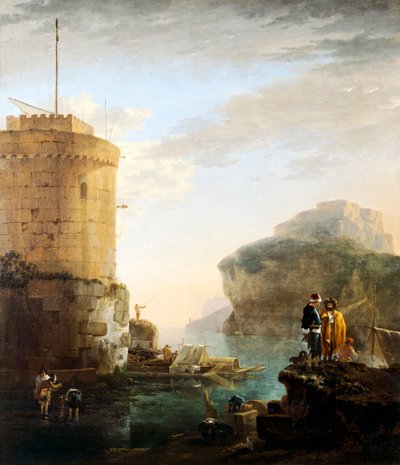 Scena portowa (olej na płótnie) autorstwa Jan Asselijn