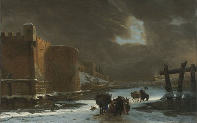 Zamarznięta fosa poza murami miejskimi autorstwa Jan Asselyn