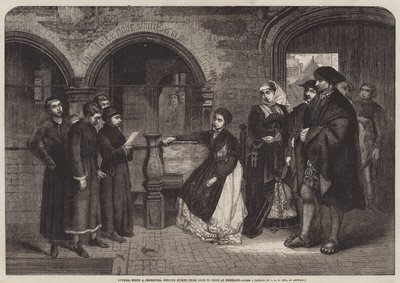 Luter, gdy chórzysta śpiewa Hymny od drzwi do drzwi w Eisenach autorstwa Jan August Hendrik Leys