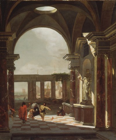 Architektoniczne capriccio z figurami orientalnymi autorstwa Jan Baptist Weenix