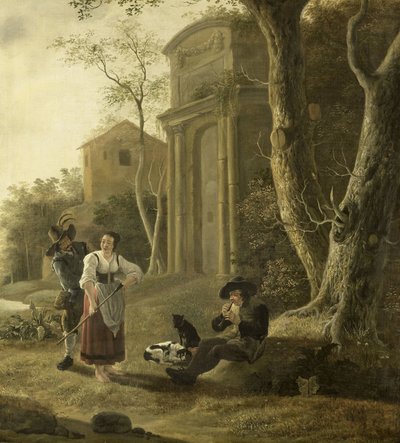 The Piper (Scena Pasterza z Shawm Playerem) Flecista) autorstwa Jan Baptist Wolfaerts