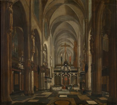 Wnętrze katedry św. Donacjana w Brugii, ok. 1696 r. autorstwa Jan Baptist van Meunincxhove