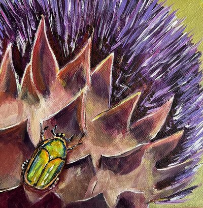 Beetle Below, 2023 (akryl na płótnie) autorstwa Jan Barzottini