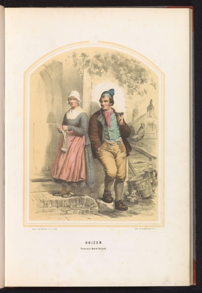 Tradycyjny strój domów w północnej Holandii, 1857 Domy. Prowincja Holandia Północna / I (tytuł na obiekcie) autorstwa Jan Braet von Uberfeldt
