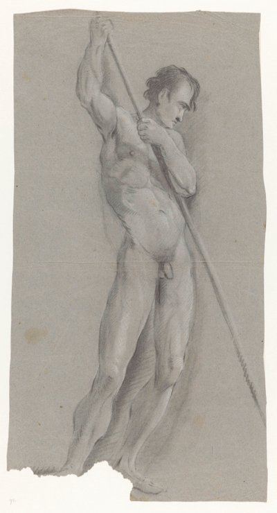 Nagi mężczyzna z kijem autorstwa Jan Brandes (possibly)