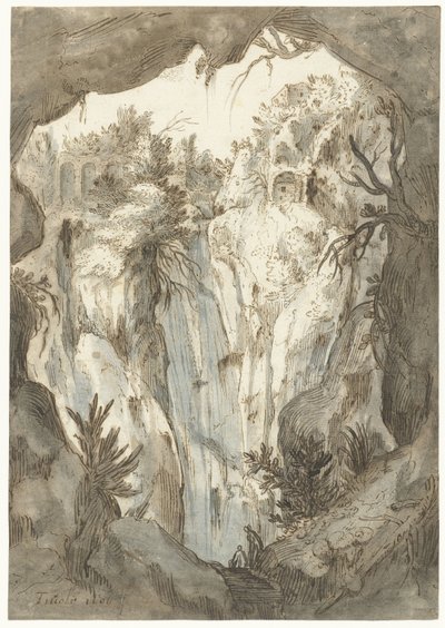 Wodospad Tivoli widziany z jaskini autorstwa Jan Brueghel (I) (attributed to)