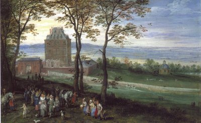 Arcyksiążę Albrecht i Izabela przed zamkiem Mariemont autorstwa Jan Brueghel the Elder