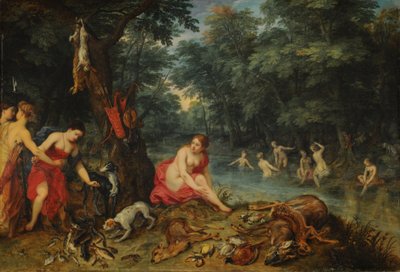 Kąpiel nimf (nimfy Diany wracają z wędkowania) autorstwa Jan Brueghel the Elder