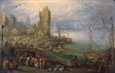 Niderlandzki: Targ rybny w pobliżu portu Targ rybny w pobliżu portu autorstwa Jan Brueghel the Elder