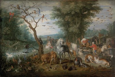 Rajski krajobraz ze zwierzętami autorstwa Jan Brueghel the Elder