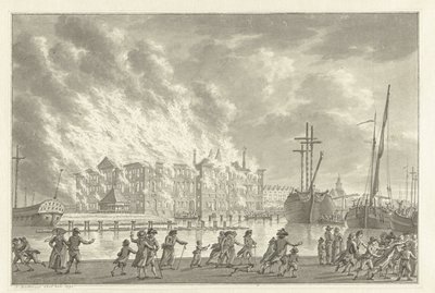 Pożar na ziemiach Zeemagazijn, 1791 autorstwa Jan Bulthuis (signed by artist)