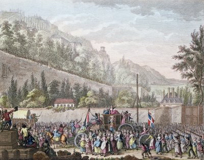 Kobiety z Les Halles w Auteuil podczas wprowadzania francuskiej rodziny królewskiej do Paryża z Wersalu 6 października 1789, 1796 autorstwa Jan Bulthuis