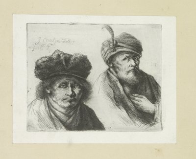 Twee mannen wkłada motykę w tulband The Compleat Work of Akwaforty Johna Chalon / Oeuvre Complette des Eaux Fortes par Jean Chalon (tytuł serii) autorstwa Jan Chalon