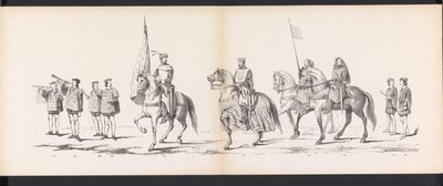 Maskarada uczniów Leiden, 1865 (tablica 11) Procesja w kostiumach zorganizowana przez członków korpusu studenckiego w Leiden w dniu 6 czerwca 1865 r. z okazji 290. rocznicy Leidsche Hoogeschool, przedstawiająca: wjazd Holendrów b autorstwa Jan Daniël Cornelis Carel Willem baron de Constant Rebecque