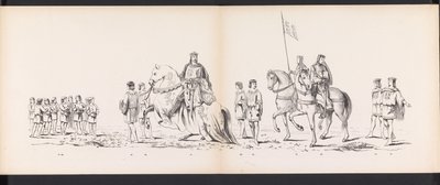 Maskarada studentów z Leiden, 1865 (tablica 7) Procesja w kostiumach prowadzona przez członków korpusu studenckiego Leiden w dniu 6 czerwca 1865 r., z okazji 290. rocznicy Leidsche Hoogeschool, przedstawiająca: wjazd Holendrów do autorstwa Jan Daniël Cornelis Carel Willem baron de Constant Rebecque