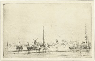 Widok na rzekę z wieżą kościelną autorstwa Jan Daniël Cornelis Carel Willem baron de Constant Rebecque