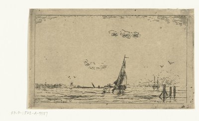 Widok na rzekę z żaglowcem autorstwa Jan Daniël Cornelis Carel Willem baron de Constant Rebecque