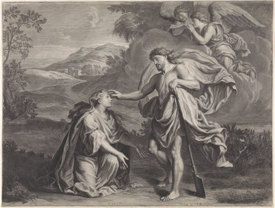 Chrystus ukazuje się Marii Magdalenie jako ogrodnik (Noli me tangere) autorstwa Jan Edelinck (possibly)