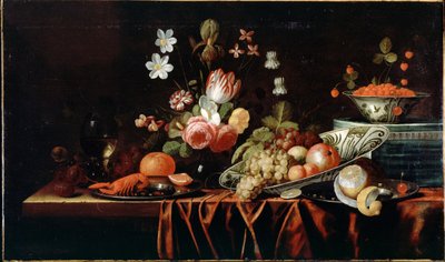 Martwa natura z owocami, kwiatami i rakami autorstwa Jan Frans van Son