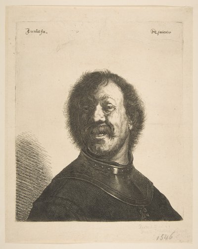 Śmiejący się człowiek w gorget, 1620-40. autorstwa Jan Georg van Vliet