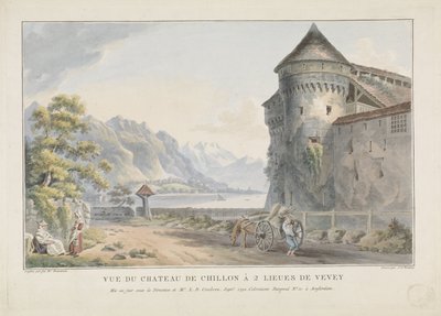 Widok na zamek Chillon Kasteel Vue du Chateau de Chillon à 2 lieues de Vevey (tytuł obiektu) autorstwa Jan Gerard Waldorp