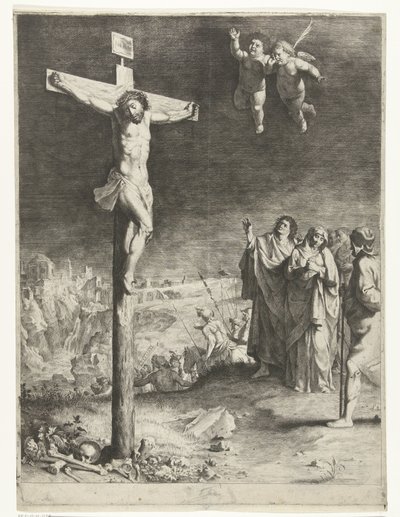 Chrystus na krzyżu z rozpaczającą Maryją i Janem autorstwa Jan Gerritsz. van Bronckhorst