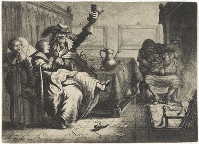 Dwie zakochane pary w karczmie autorstwa Jan Gillisz. van Vliet