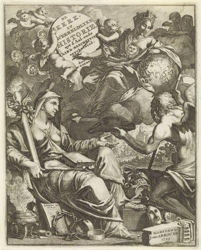 Alegoria Kościoła i Historii Świata Strona tytułowa dla Willema Goeree, De kerklyke en Weereldlyke historien. 1729 Kościół i historia świata uyt d