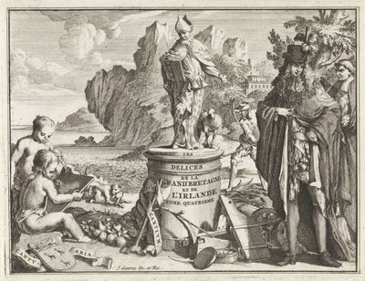 Voetstuk spotkał de heilige Thomasa Becketa Titelpagina voor J. Beeverell, Uroki Wielkiej Brytanii i Irlandii, deel 4, 1707 Uroki Wielkiej Brytanii i Irlandii (tytuł na obiekcie) autorstwa Jan Goeree