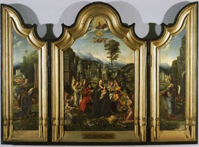 Tryptyk Świętej Rodziny ze św. Katarzyną i św. 1505 autorstwa Jan Gossaert